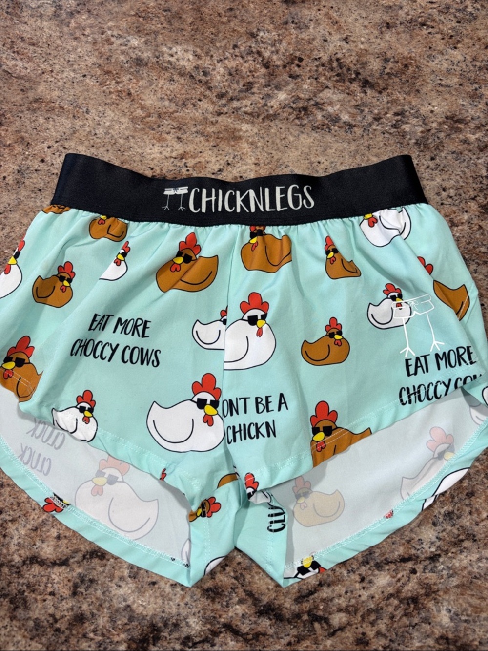 Chicknlegs Mint Chicken Print running shorts